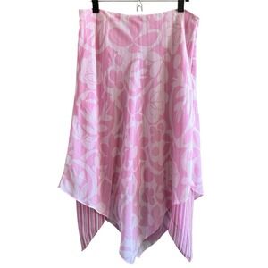 Y2K Floral Asymmetrical Fairy Midi Skirt Size 12 Pink Whimsigoth Stripes